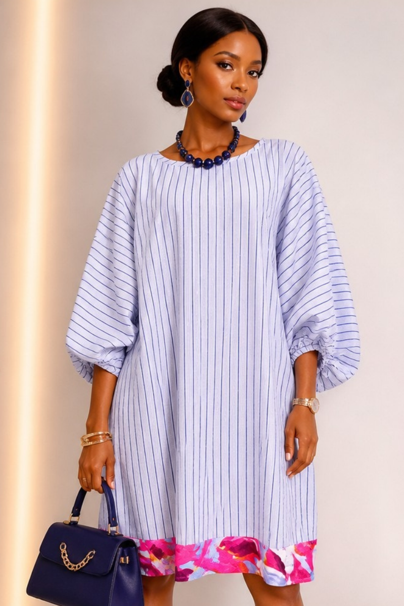 Amara | Limited Edition Cotton Dress – Pink Floral Border