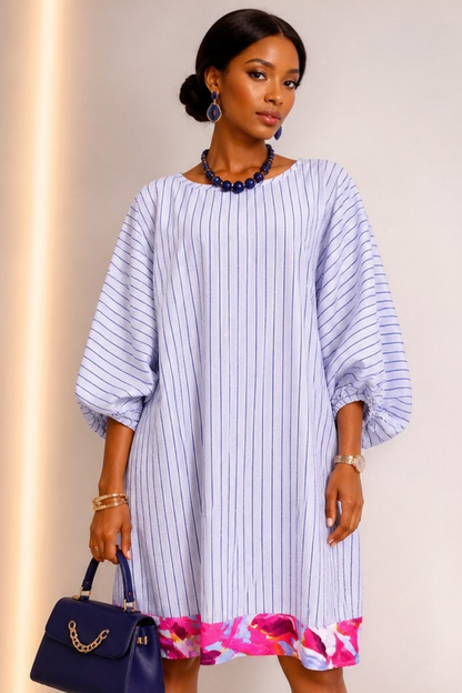 Amara | Limited Edition Cotton Dress – Pink Floral Border