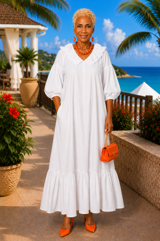 Desiree White Full  Dress