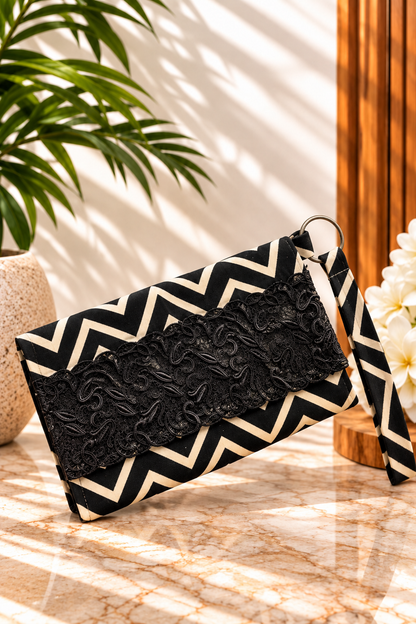 Monique | Chevron & Lace Clutch