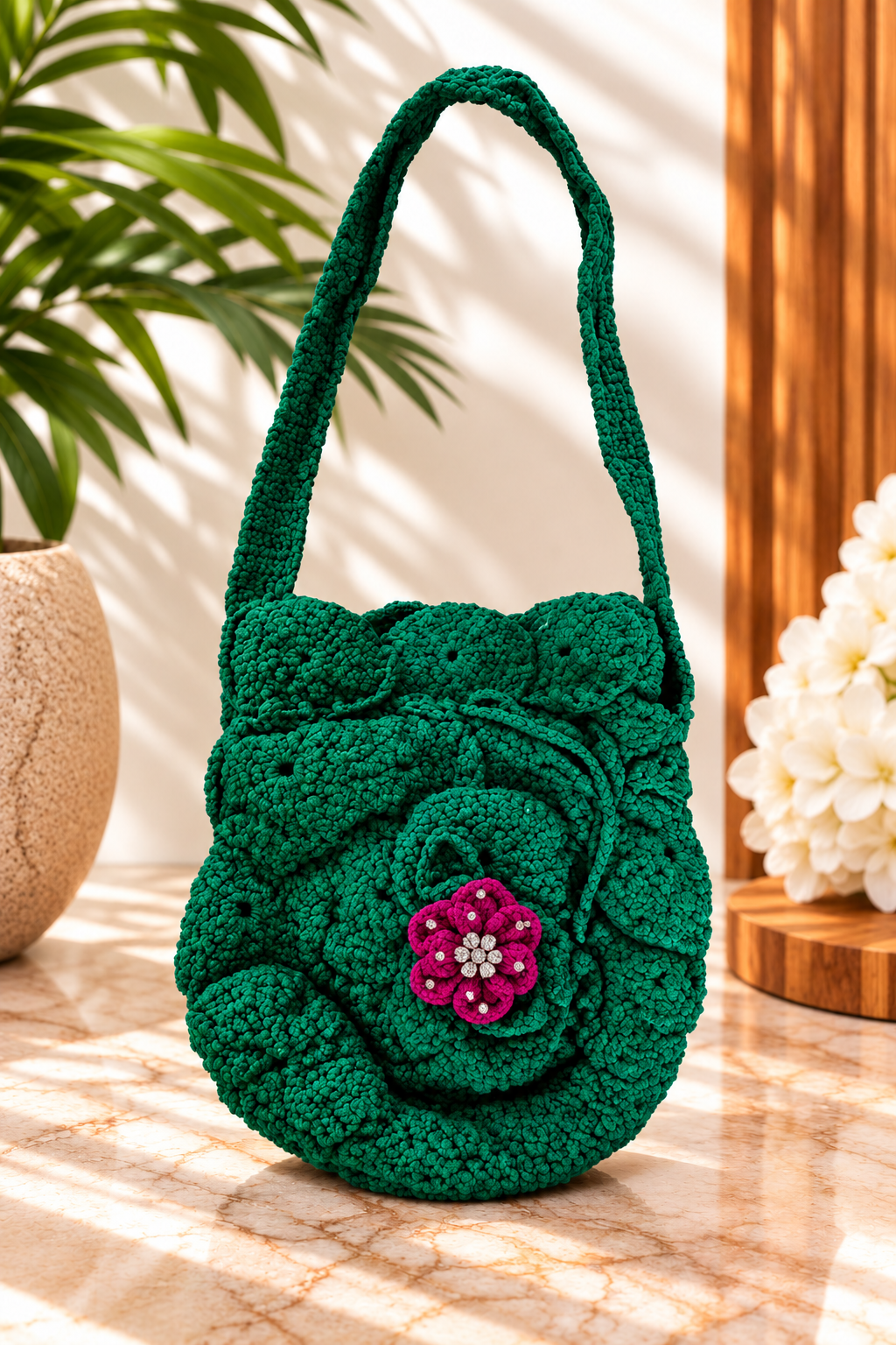 Esmeralda | Crochet Floral Shoulder Bag