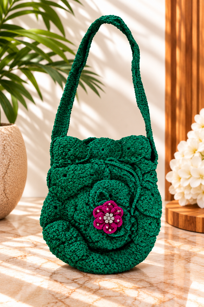 Esmeralda | Crochet Floral Shoulder Bag