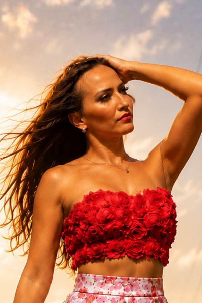 Eliana Red Rosette Bustier