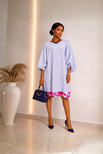 Amara | Limited Edition Cotton Dress – Pink Floral Border