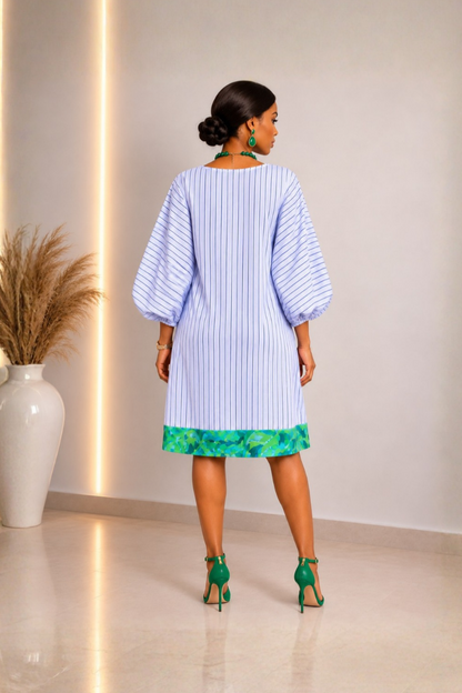 Samara | Limited Edition Cotton Dress – Green Floral Border