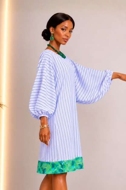 Samara | Limited Edition Cotton Dress – Green Floral Border