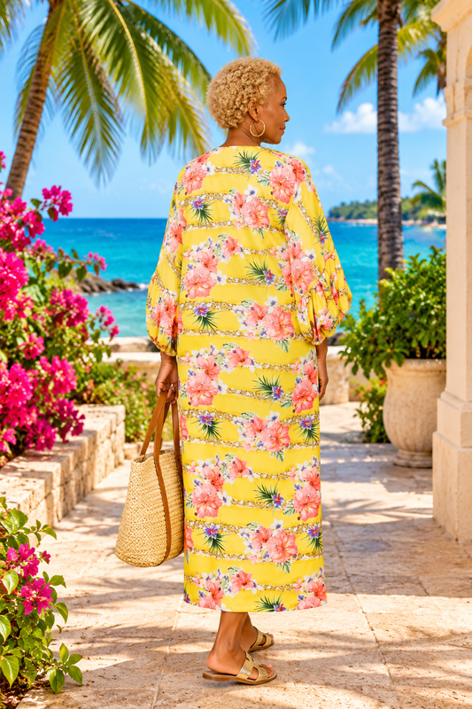 Tanya  Floral  Puff Sleeves Duster