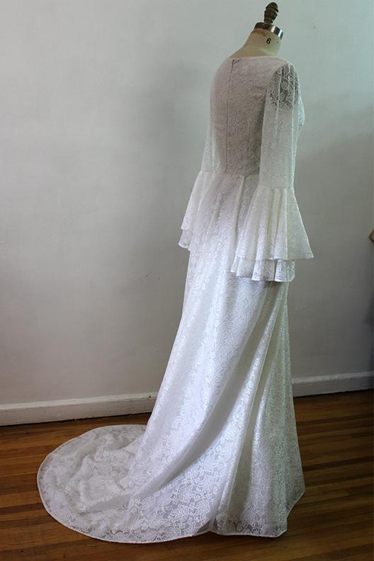 The Tabita Beige Bell sleeves wedding Gown