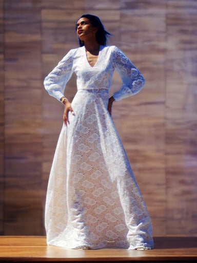 Angelica  | V Neck Bridal  Lace Gown