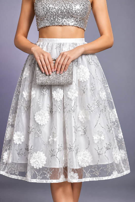 Ciana | 3D  White Floral Bridal Full Skirt