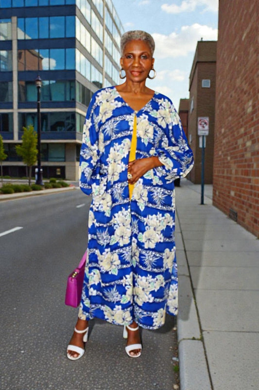 Tahita White Floral Puff Sleeves Duster