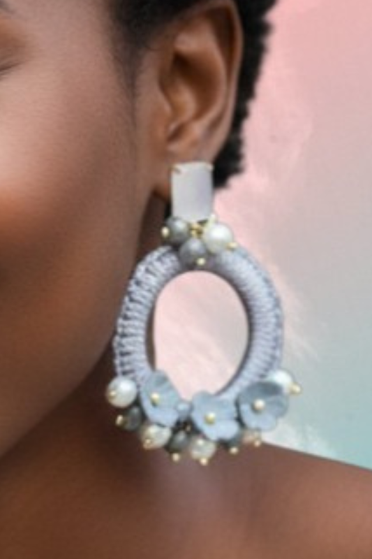 Alina Frosted Petal Hoop Earrings