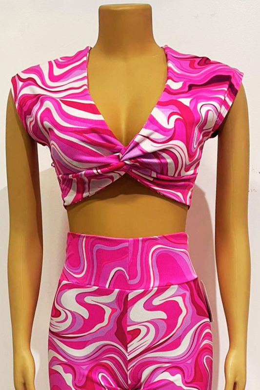 Jolina Swirl Twisted Crop Top