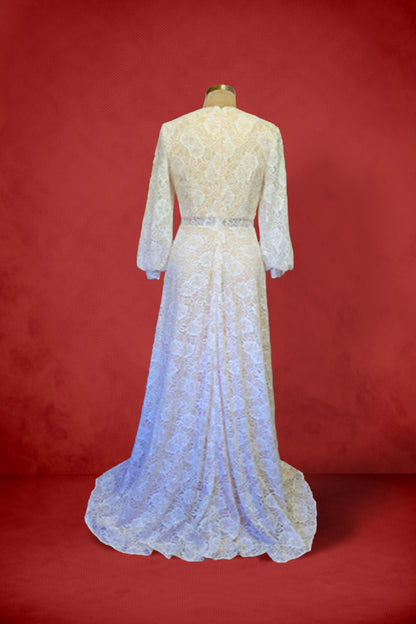 Angelica  | V Neck Bridal  Lace Gown