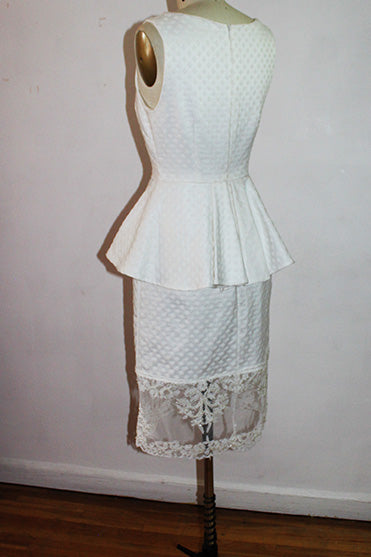 Elsa Vintage Silk Brocade and Lace Sleeveless Short  Dress