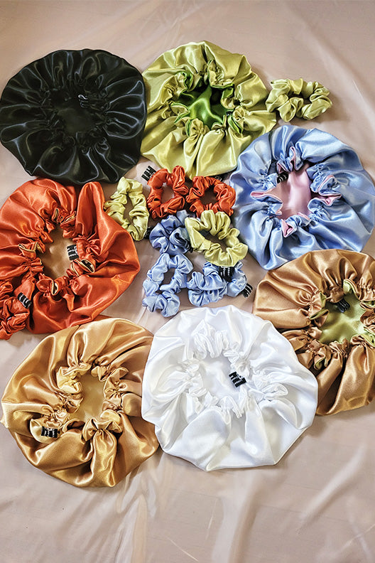 The Lydya  Reversible Satin colored Bonnets