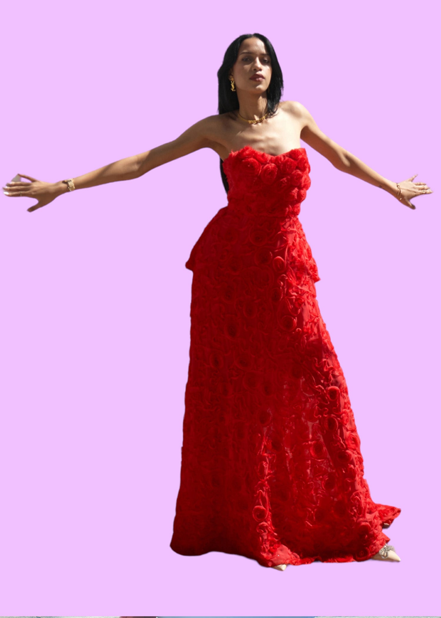 The Catalina Red Strapless Gown