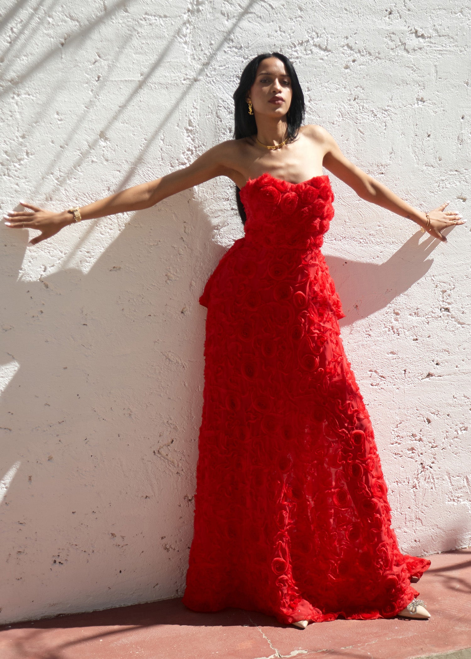 The Catalina Red Strapless Gown