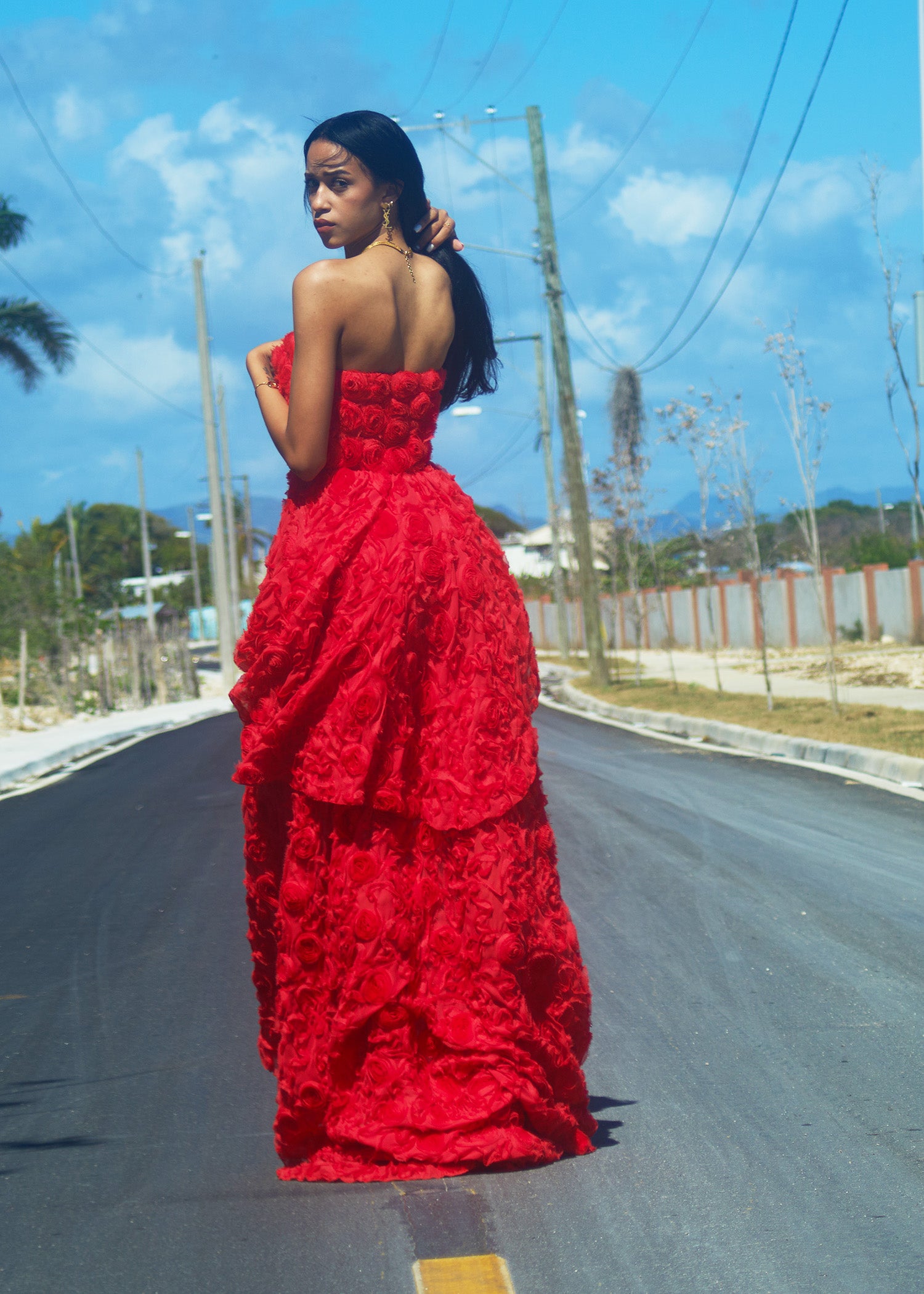 The Catalina Red Strapless Gown