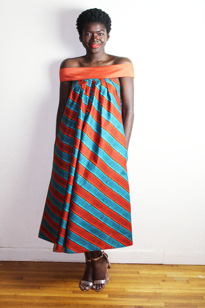 Off the shoulder shop a line midi dress